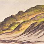 SINGE DUNE, watercolor on watercolor paper, matted and framed to 9'1/2" x 11-1/2"